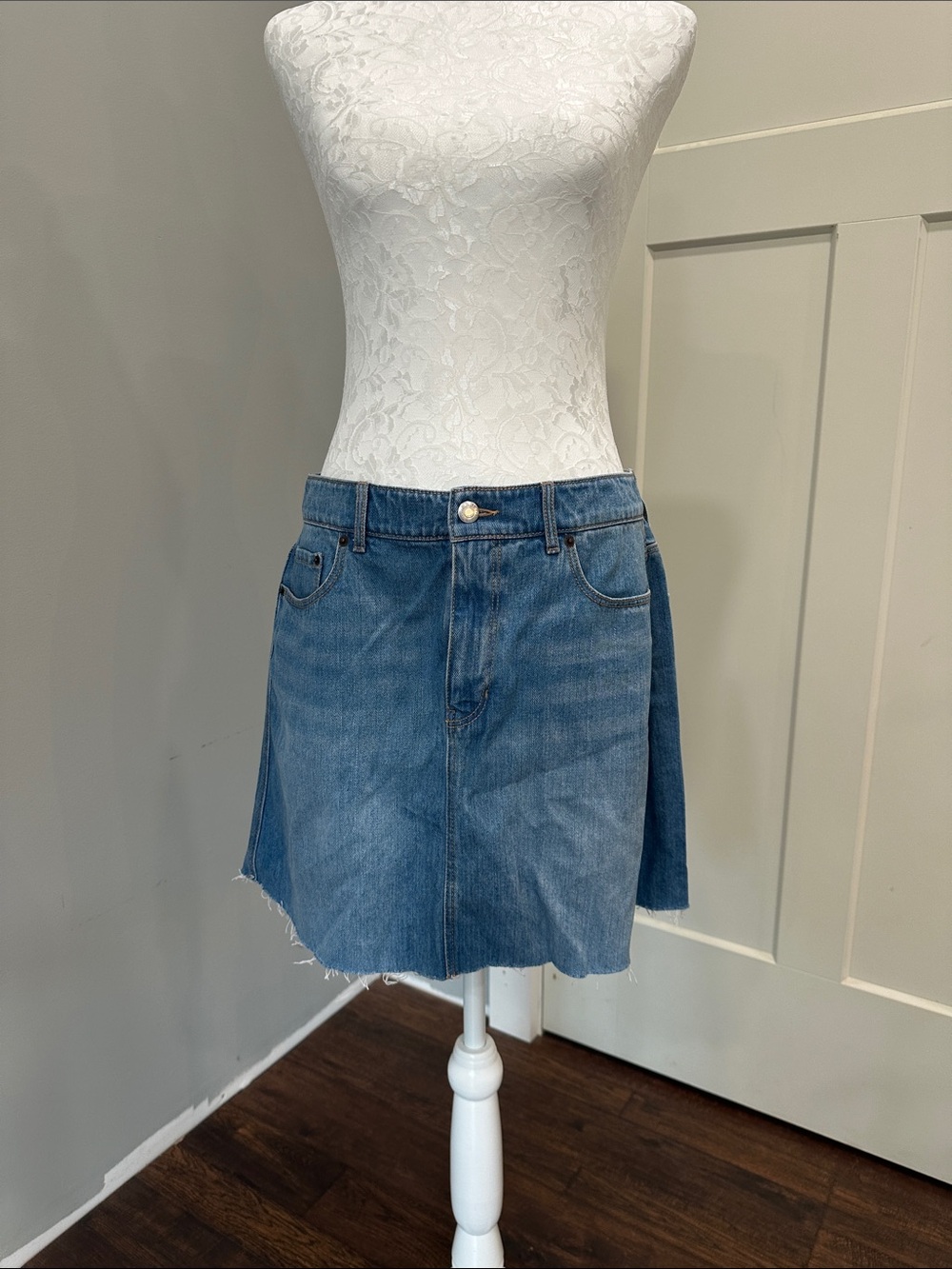 Old Navy Blue Denim Mini Skirt with Raw Hem